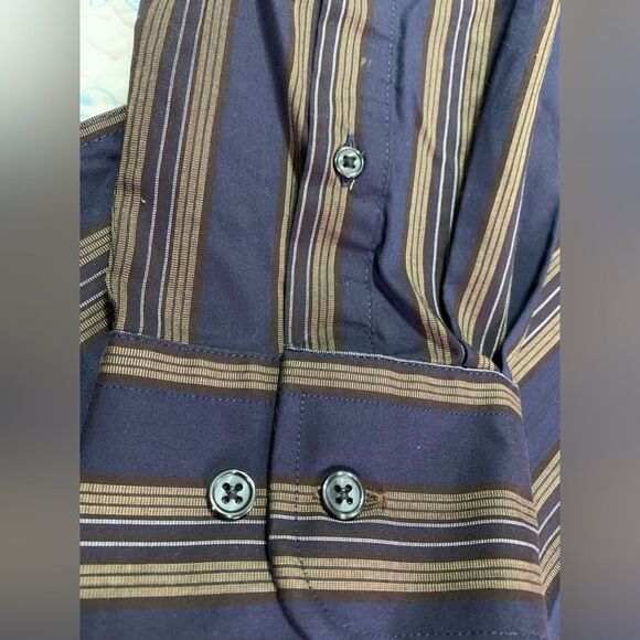 Joseph Abboud Blue & Tan Casual Button-Up Long Sleeve Shirt Men's XL #549 - Picture 2 of 6